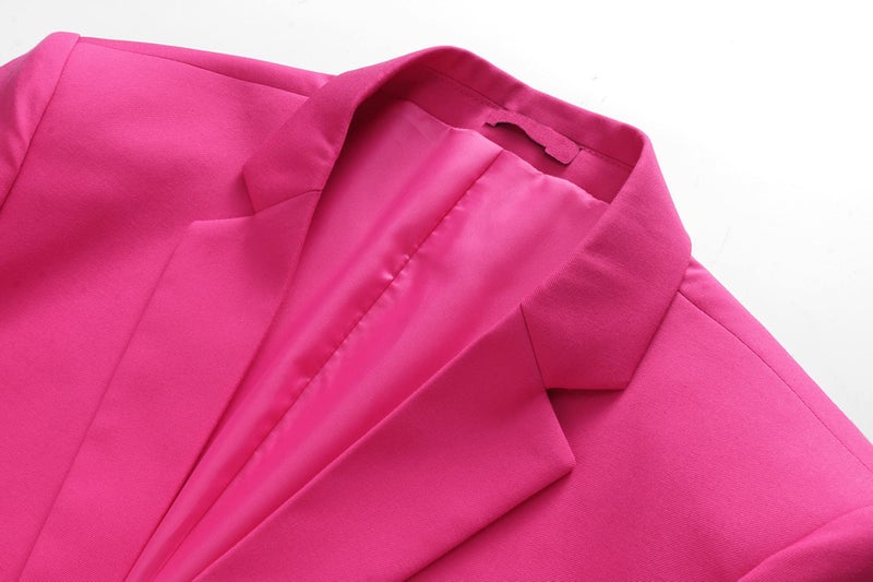 UNINUKOO Mens Suit Slim Fit 1 Button 2 Piece Wedding Party Holiday Solid Color Tux Suits for Men US Size 36 Pink - Image 3